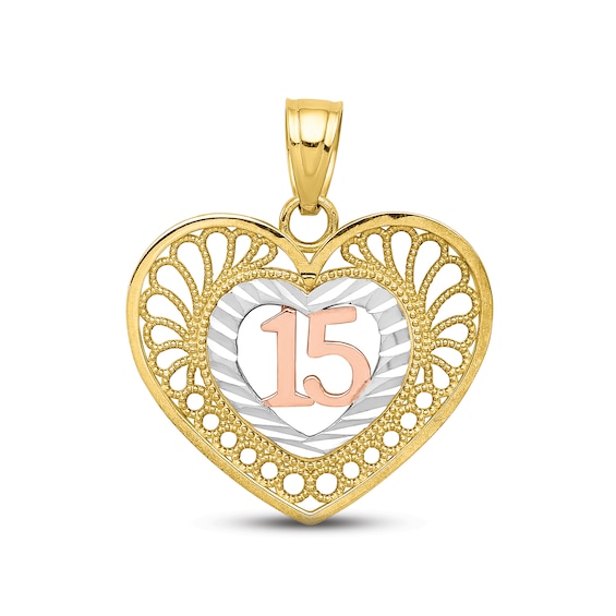 15 Heart Charm 10K Two-Tone Gold
