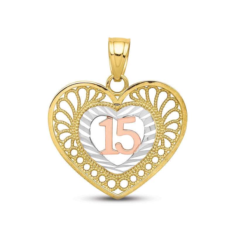 Main Image 1 of 15 Heart Charm 10K Two-Tone Gold
