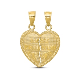 "Best Friends" Heart Charms 10K Yellow Gold