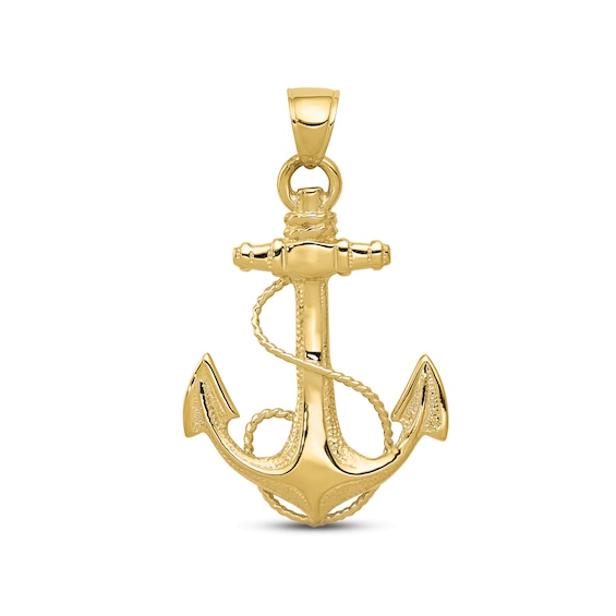 Men's Anchor Charm 10K Yellow Gold