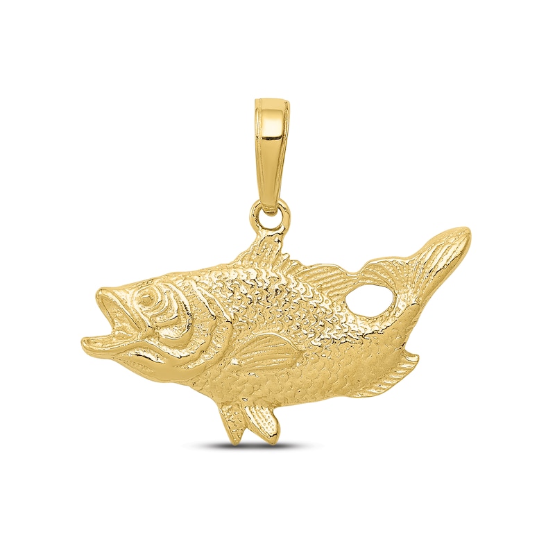 Main Image 1 of Men's Open Mouth Bass Charm 10K Yellow Gold