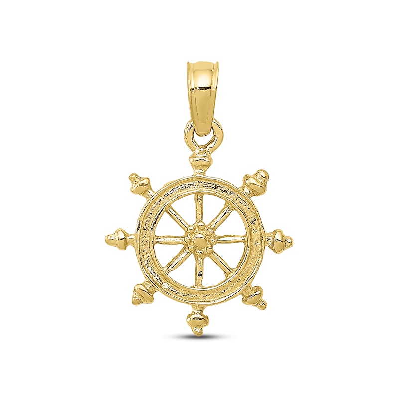 Men's Ship Wheel Charm 10K Yellow Gold