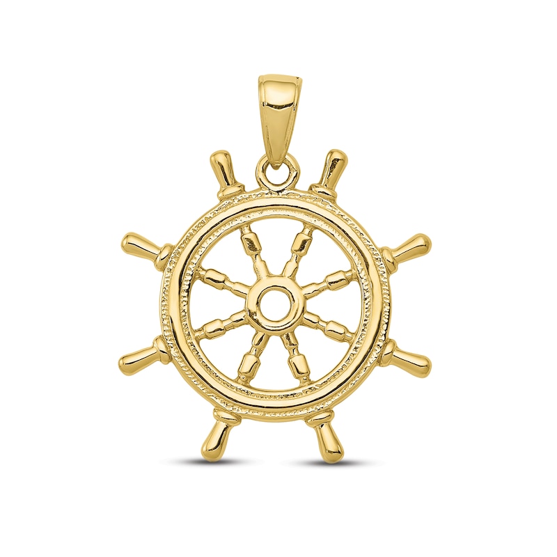 Men's Ship Wheel Charm 10K Yellow Gold