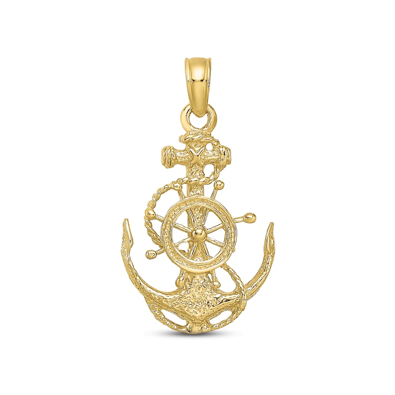 Main Image 1 of Men's Anchor & Ship Wheel Charm 10K Yellow Gold
