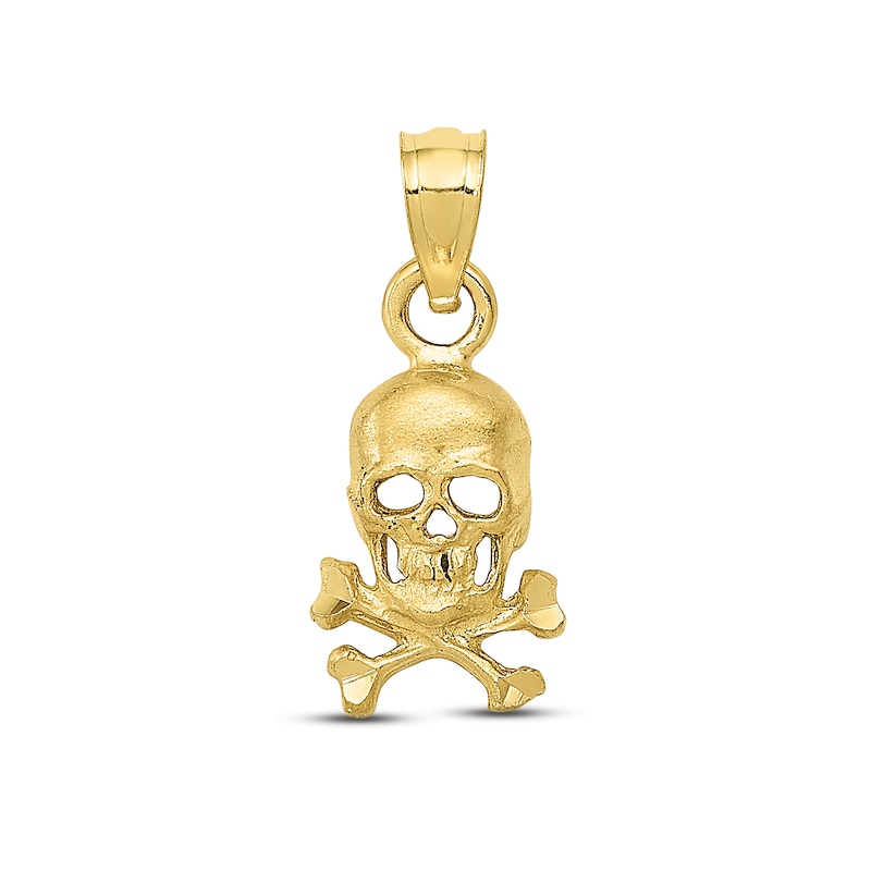 Main Image 1 of Men's Skull & Crossbones Charm 10K Yellow Gold