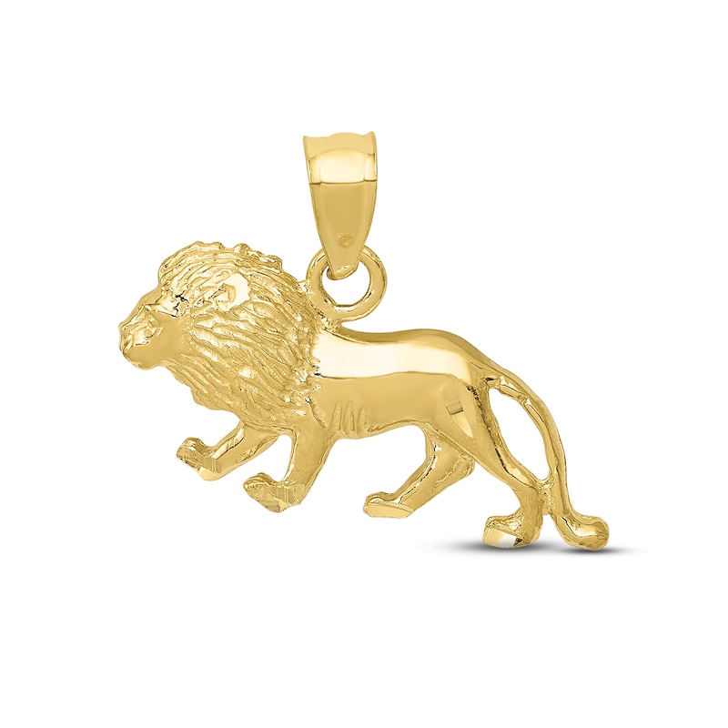 Main Image 1 of Men's Diamond-cut Lion Charm 10K Yellow Gold