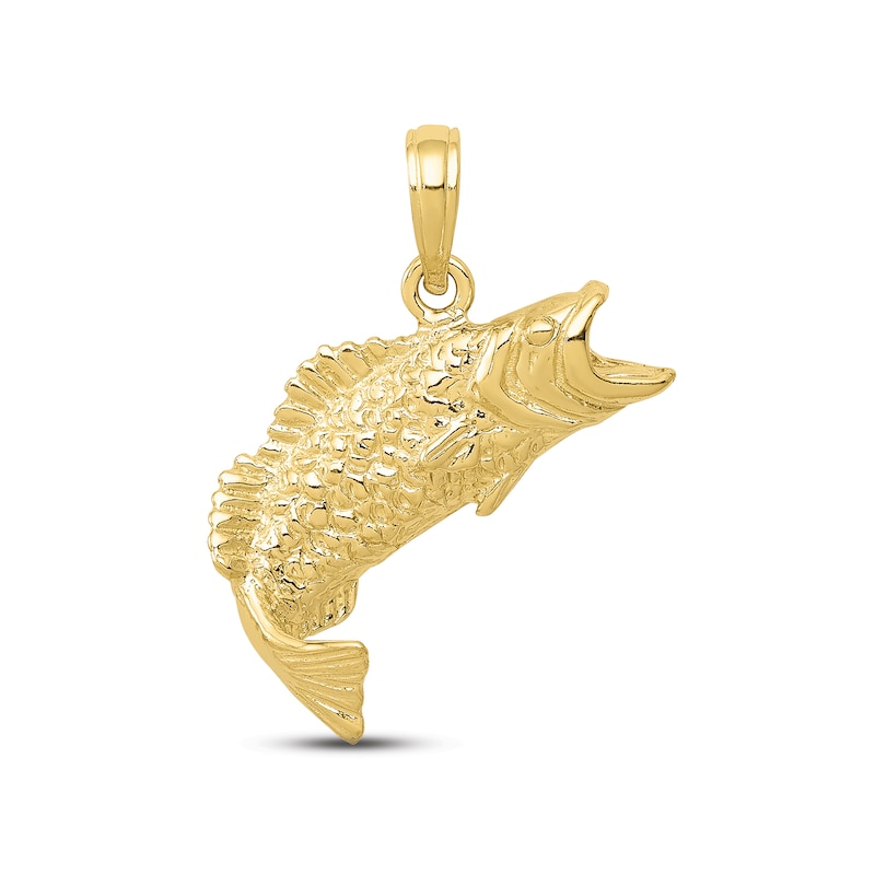 Main Image 1 of Men's Sea Bass Charm 10K Yellow Gold