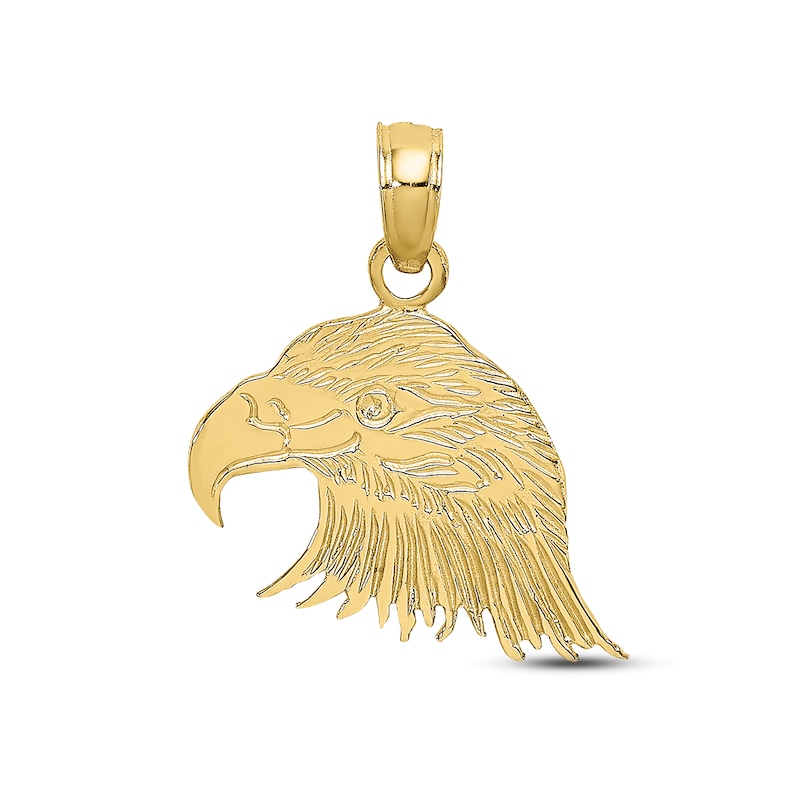 Men's Engraved Eagle Head Charm 10K Yellow Gold