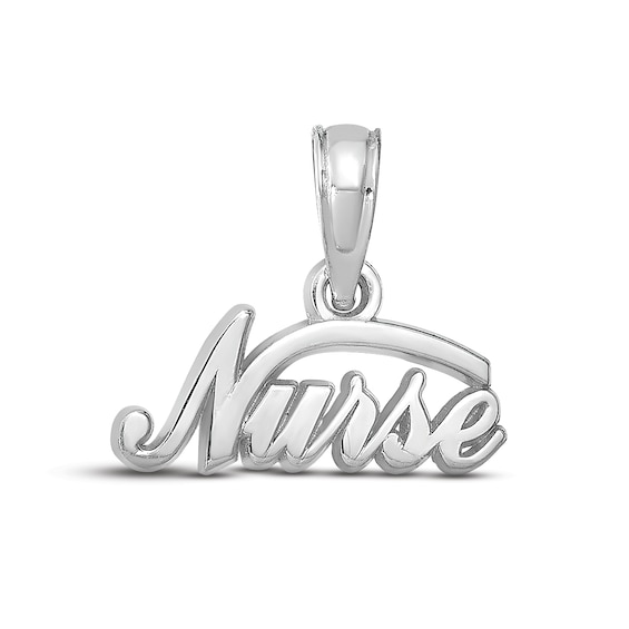 "Nurse" Charm 14K White Gold