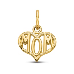 "Mom" Heart Charm 14K Yellow Gold