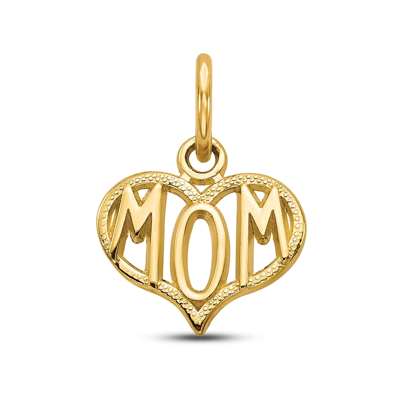 Main Image 1 of &quot;Mom&quot; Heart Charm 14K Yellow Gold