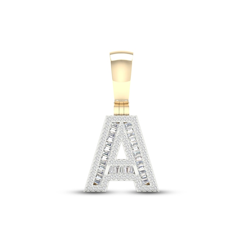 Diamond A Initial Charm 3/8 ct tw Baguette & Round-cut 10K Yellow Gold