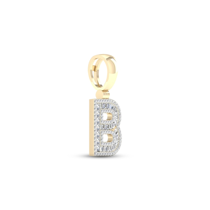 Main Image 2 of Diamond B Initial Charm 1/2 ct tw Baguette & Round-cut 10K Yellow Gold