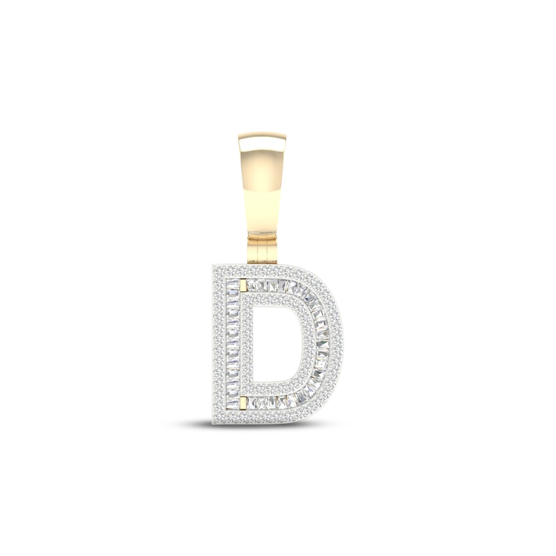 Main Image 1 of Diamond D Initial Charm 1/2 ct tw Baguette & Round-cut 10K Yellow Gold