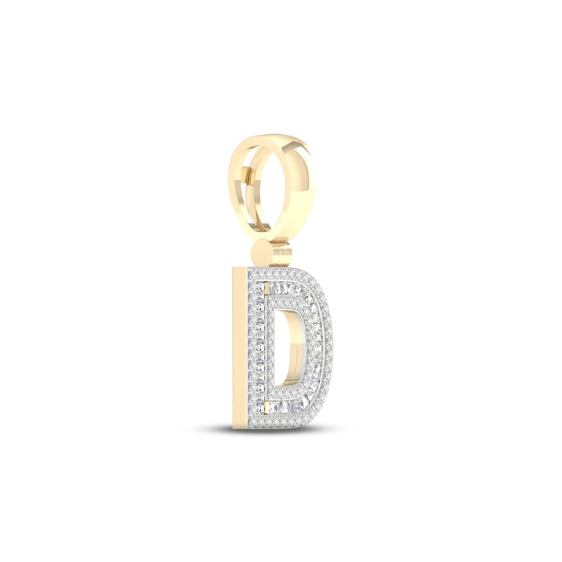 Diamond D Initial Charm 1/2 ct tw Baguette & Round-cut 10K Yellow Gold