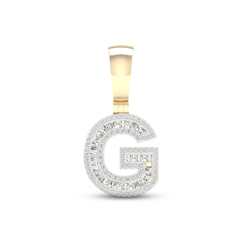 Main Image 1 of Diamond G Initial Charm 1/2 ct tw Baguette & Round-cut 10K Yellow Gold