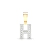 Thumbnail Image 1 of Diamond H Initial Charm 3/8 ct tw Baguette & Round-cut 10K Yellow Gold