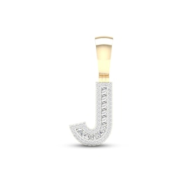 Diamond J Initial Charm 1/3 ct tw Baguette & Round-cut 10K Yellow Gold