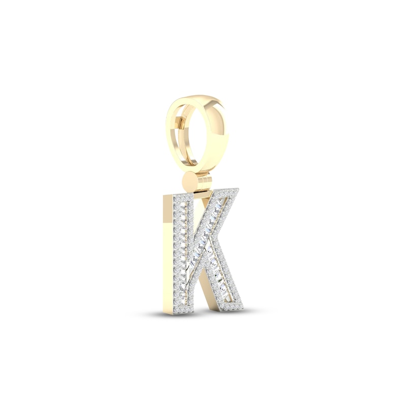 Main Image 2 of Diamond K Initial Charm 1/2 ct tw Baguette & Round-cut 10K Yellow Gold