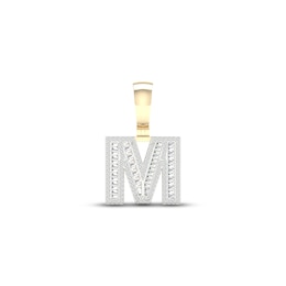 Diamond M Initial Charm 3/4 ct tw Baguette & Round-cut 10K Yellow Gold