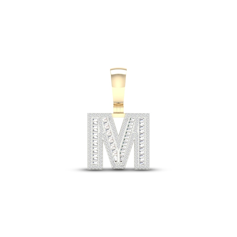 Diamond M Initial Charm 3/4 ct tw Baguette & Round-cut 10K Yellow Gold