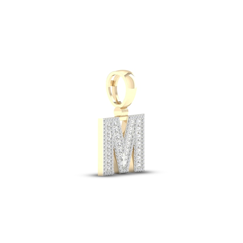 Diamond M Initial Charm 3/4 ct tw Baguette & Round-cut 10K Yellow Gold