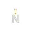 Thumbnail Image 1 of Diamond N Initial Charm 1/2 ct tw Baguette & Round-cut 10K Yellow Gold