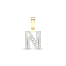 Diamond N Initial Charm 1/2 ct tw Baguette & Round-cut 10K Yellow Gold