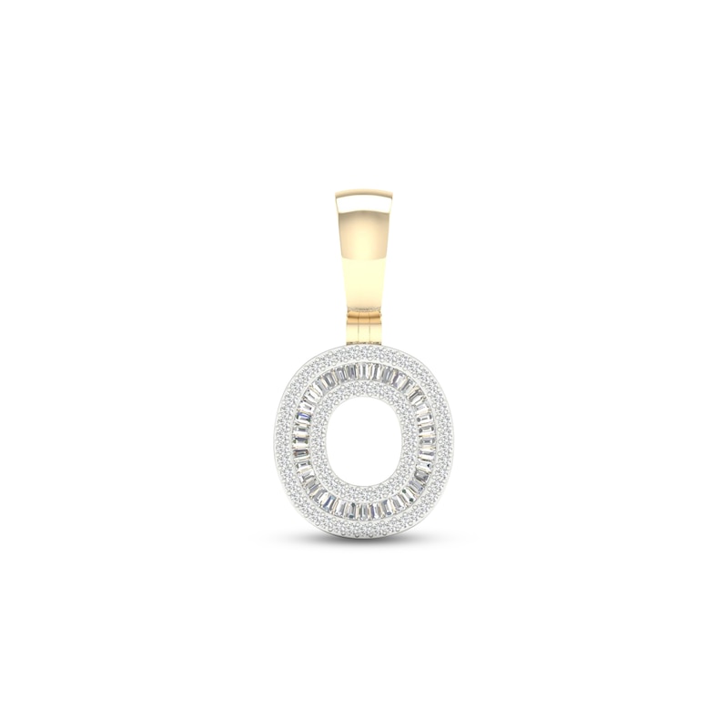 Main Image 1 of Diamond O Initial Charm 1/2 ct tw Baguette & Round-cut 10K Yellow Gold