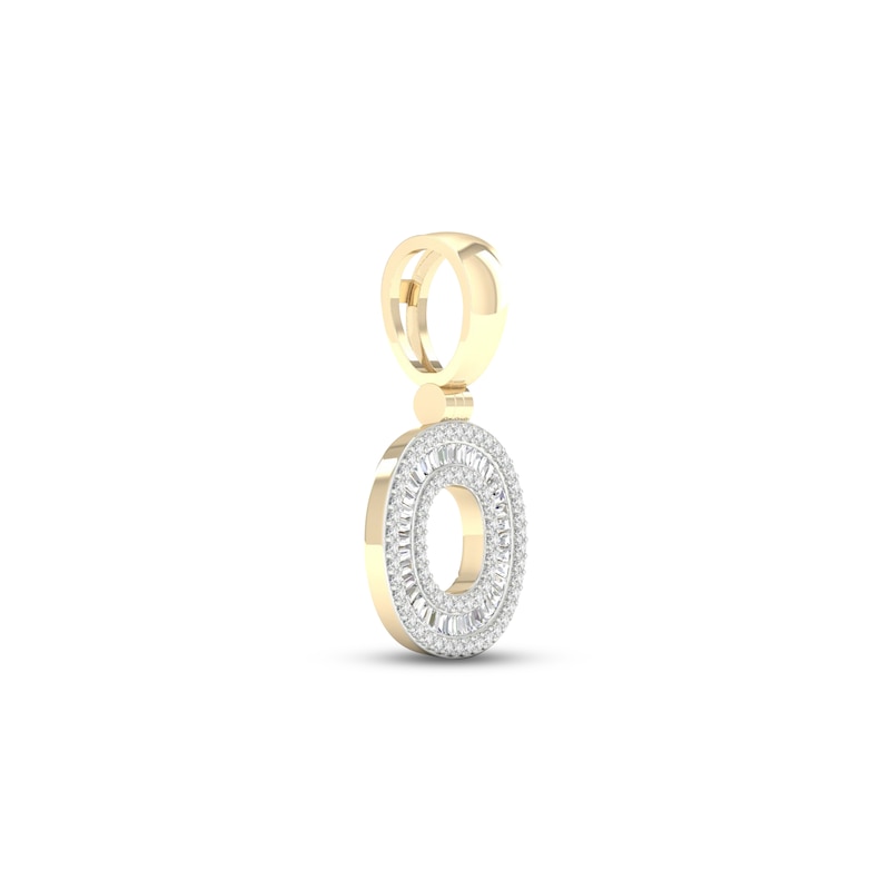 Main Image 2 of Diamond O Initial Charm 1/2 ct tw Baguette & Round-cut 10K Yellow Gold