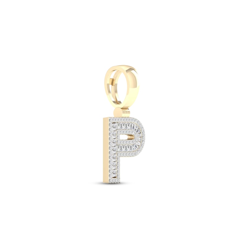 Main Image 2 of Diamond P Initial Charm 1/2 ct tw Baguette & Round-cut 10K Yellow Gold