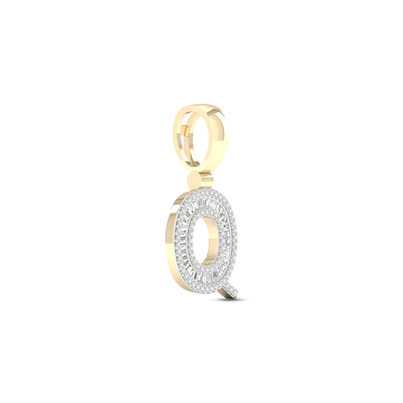 Diamond Q Initial Charm 1/2 ct tw Baguette & Round-cut 10K Yellow Gold