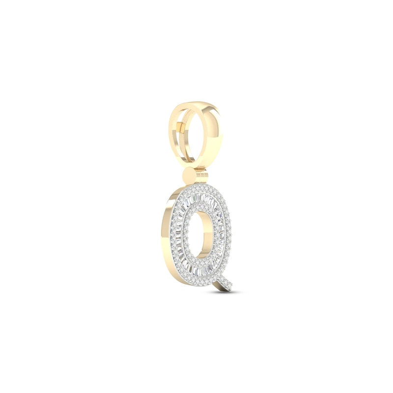 Main Image 2 of Diamond Q Initial Charm 1/2 ct tw Baguette & Round-cut 10K Yellow Gold