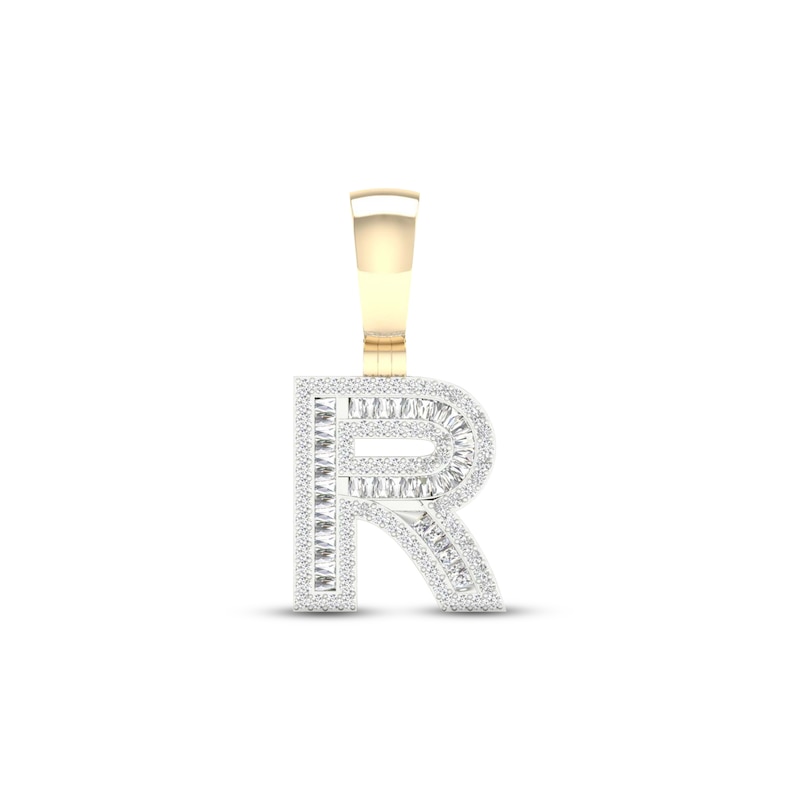 Diamond R Initial Charm 1/2 ct tw Baguette & Round-cut 10K Yellow Gold