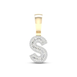 Diamond S Initial Charm 3/8 ct tw Baguette & Round-cut 10K Yellow Gold