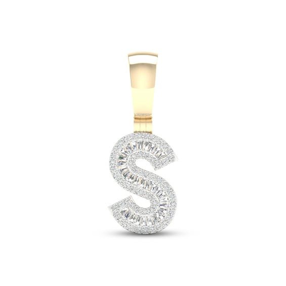Diamond Initial Charm 3/8 ct tw Baguette & Round-cut 10K Yellow Gold