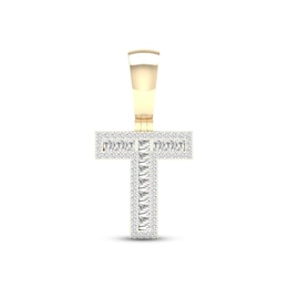 Diamond T Initial Charm 1/3 ct tw Baguette & Round-cut 10K Yellow Gold
