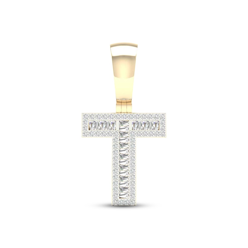 Men's Diamond Cross Charm 2 ct tw Round & Baguette-cut 10K Yellow Gold