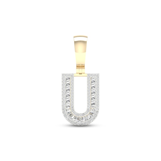 Diamond U Initial Charm 1/2 ct tw Baguette & Round-cut 10K Yellow Gold