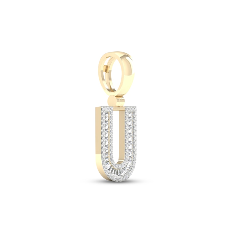 Main Image 2 of Diamond U Initial Charm 1/2 ct tw Baguette & Round-cut 10K Yellow Gold
