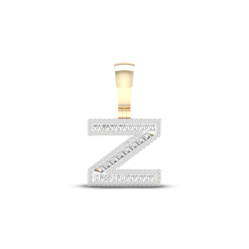 Diamond Z Initial Charm 5/8 ct tw Baguette & Round-cut 10K Yellow Gold