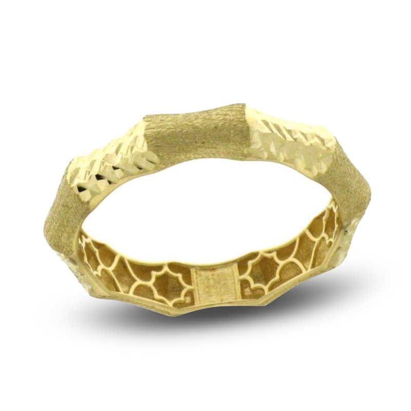 Diamond-cut Bamboo Ring 14K Yellow Gold