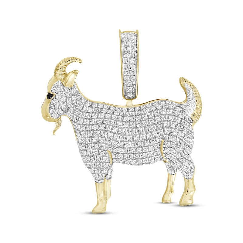 Main Image 1 of Men's Diamond & Spinel Goat Charm 1/2 ct tw Round-cut 10K Yellow Gold