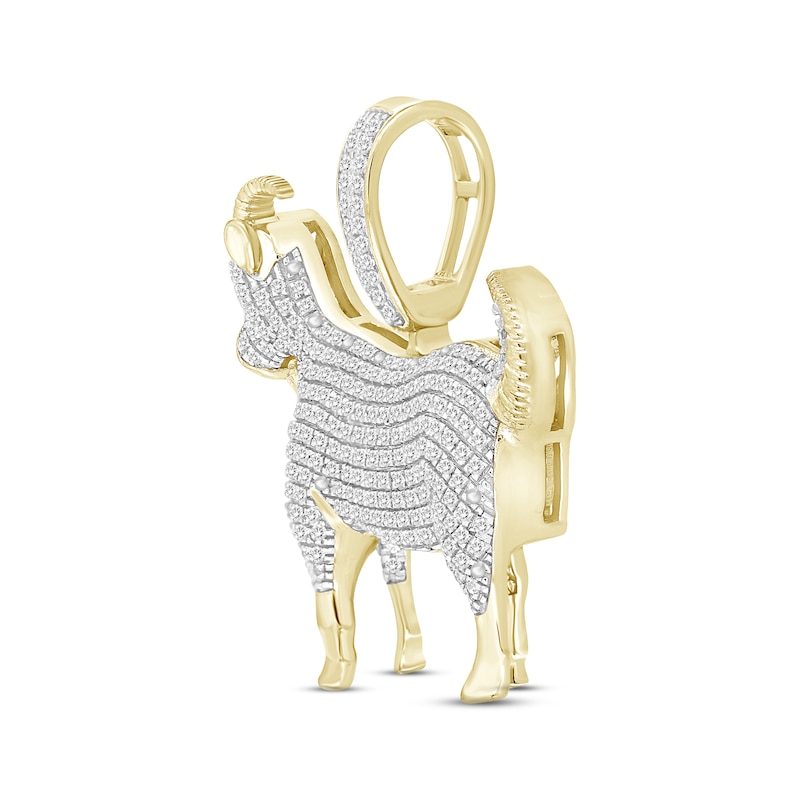 Main Image 2 of Men's Diamond & Spinel Goat Charm 1/2 ct tw Round-cut 10K Yellow Gold