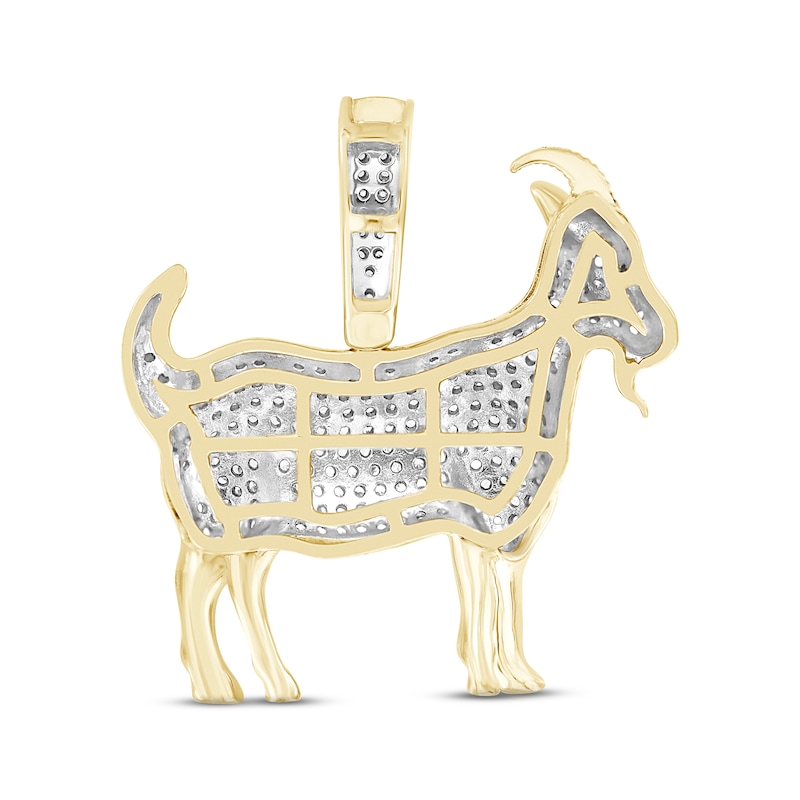 Main Image 4 of Men's Diamond & Spinel Goat Charm 1/2 ct tw Round-cut 10K Yellow Gold
