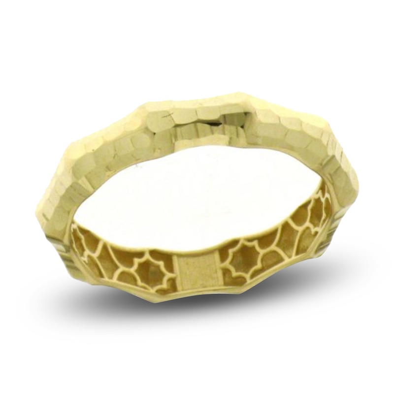 Diamond-cut Bamboo Ring 14K Yellow Gold - Size 7