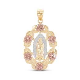 Our Lady of Guadalupe Rose Wreath Charm 14K Two-Tone Gold