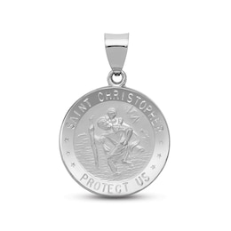 Saint Christopher Medallion Charm 14K White Gold