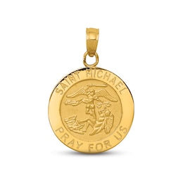 Saint Michael Medallion Charm 14K Yellow Gold