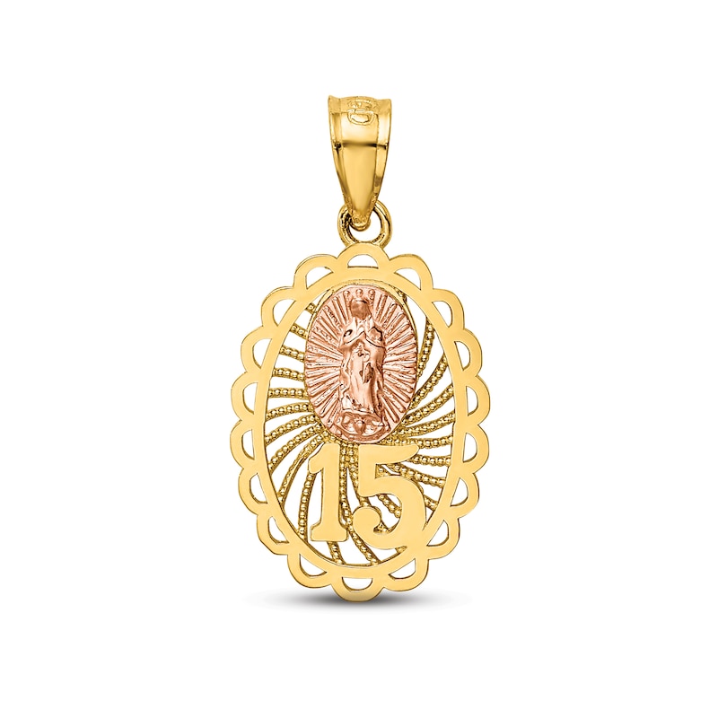 Main Image 1 of Our Lady of Guadalupe 15 Charm 14K Two-Tone Gold